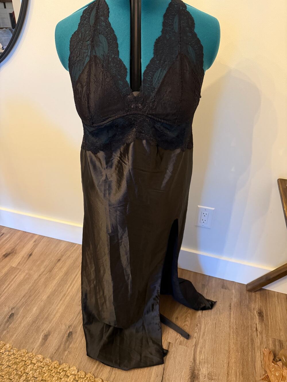 Frederick’s of Hollywood Black Lingerie Slip Gown Dress Size XL